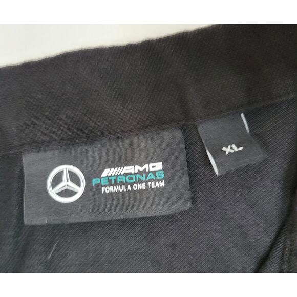 Mercedes AMG Petronas Polo Shirt Mens XL Black F1 Formula One Racing Team Logos - Picture 3 of 6